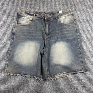 Manfinity Shorts Mens XL Blue Denim Cut Off Shorts Distressed Faded Raw Hem